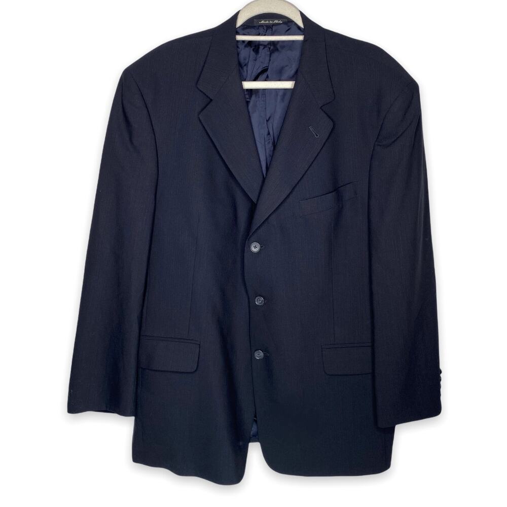 Men’s Murano Black Italian 100% Wool Blazer Jacket Regular 44